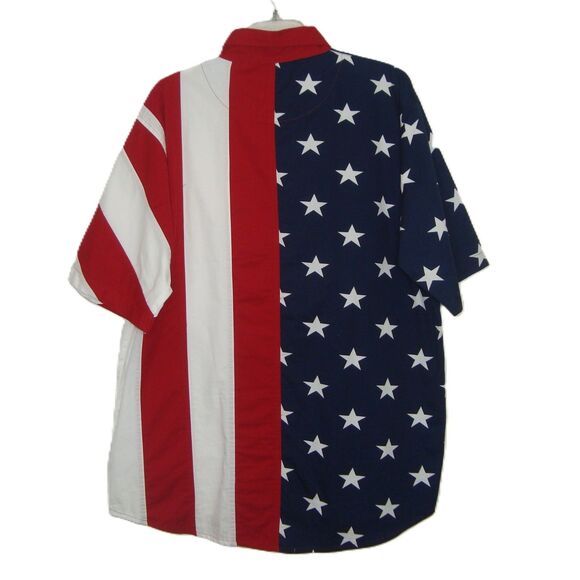Cotton Traders Sport USA Flag Patriotic Button Front Short Sleeve Shirt Size L - Picture 3 of 9